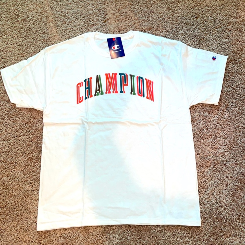 NWT white Champion short sleeve tee size large